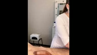 The Patient SPERM Powerfully during the Examination Procedure in the Doctor's Hands