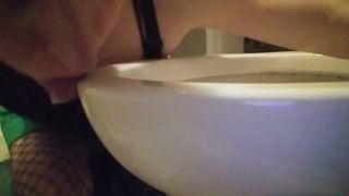 Licking Slutty Toilet and Giving Self-swirly!