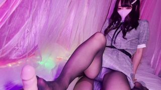 【おてつだい】大至急黒タイツ女子に脚でヌいてもらいたい人向け♥ - Pantyhose Foot Job by Thai Sexy Girl♥