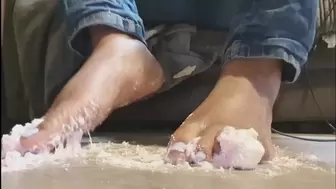 crushing marshmallows with my feet