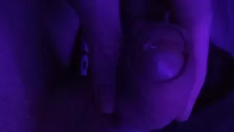 Pre jizz play while masturbating in purple light - Purple Cock part two