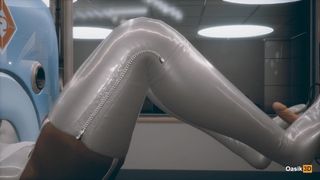Constrained lady gives a footjob to her fiance's meat 3D