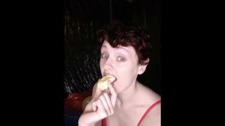 Irish Slut Licks a Banana