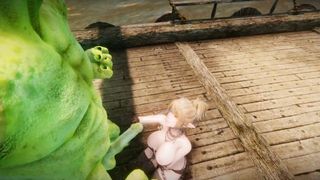Gigantic Boobies Elf  Oak Defeat by Ugly Cosplay Orc Seeding Sex 3D Asian Cartoon NSFW Part two
