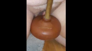 Thick FTM Trans Stud Rear-End Fucking, Swallowing, Humping Toilet Plunger - Anal Insertion by Sleazy Lady Pig