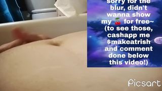 Chubby whore plays with her belly in the bathtub after being stuffed!