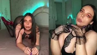 Gorgeous babe in pantyhose and high heels flashing vagina. Bizarre videos