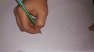 Drawing a humongous-breasted Thai woman with a simple pencil