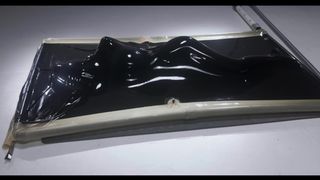 needy girl tries multiple positions in latex vacbed