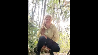 Peeing slut in the forest