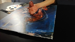 Prick Milking Painting With a Sperm and Colors