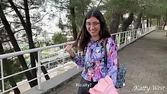 Public pickup sweetie hammered and spunk on her glasses