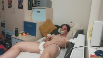 18 year mature has a sensual solo session in a diaper