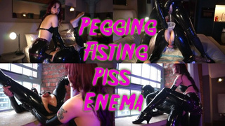 Strap-on Pegging Anal Fisting and Piss enema ft Mistress Vera Violette latex dildo anal watersports
