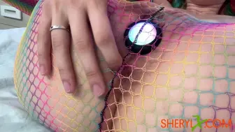 Rainbow Cosplay Lady With Rear-End Plug