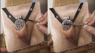 Metal and Straps Dong Cage - JOI of Painting Episode 125
