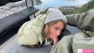 Public extreme!! Swallowing schlong and fucking bf in Gondola Ride