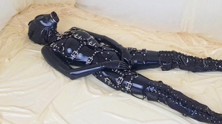 OnlyFans teaser - African latex catsuit with integrated vaginal and anal condoms!