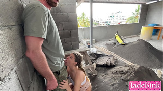 We couldn't hold back so had a quick sex on a construction site