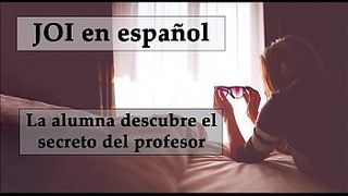 JOI español. Femdom anal, alumna encuentra el consolador de su profesor.