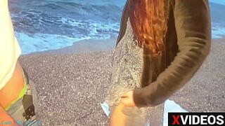 stranger fuck and sperm in panties on the beach