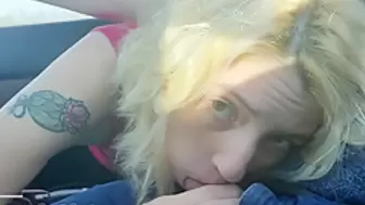 Thin Submissive - Swallowing Dong In The Car - Roadhead Is Fun )