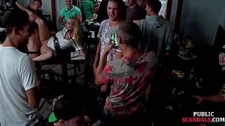 Public skank fisted in crowded pub by dom
