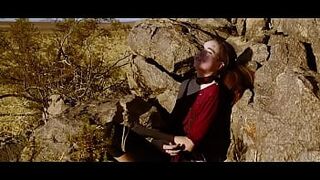 Skinny submissive Brooke Johnson gets a rough fucking and hard caning on the desert rocks, then play with sperm for a long time