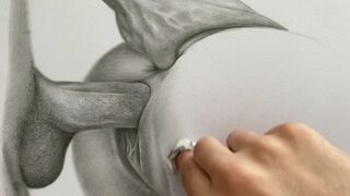Doggy Pounded and Behind Fingered PENCIL ART PORN