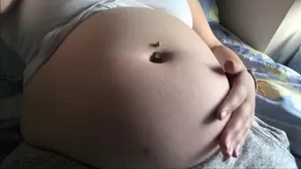 Swollen Belly Whore Stuffed Belly Rubs and Moans