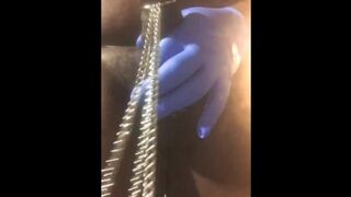 Rubbing my Chained up Dong and Moaning